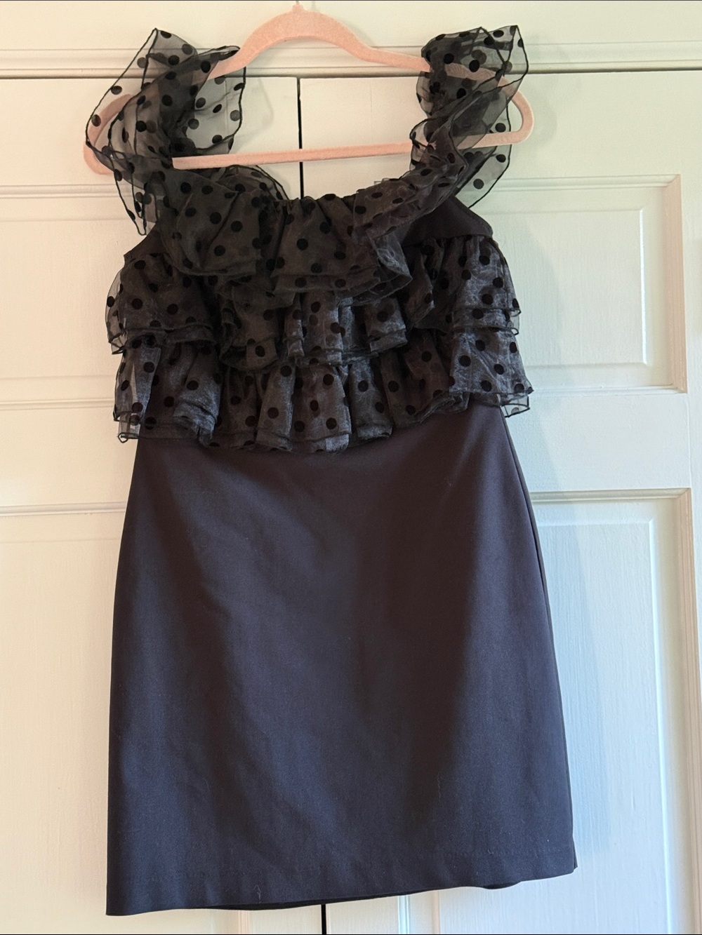 Zara Black Ruffled Neckline Dress